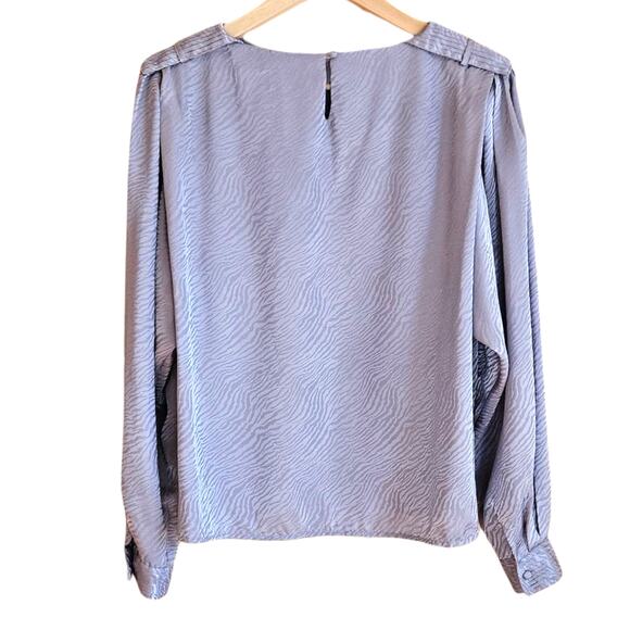 TESS Paris-Milano Light Grey Animal Print Blouse Women's Size 12 - Picture 6 of 8